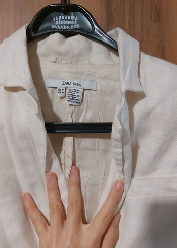 diğer Beden beyaz Renk Zara Beyaz Keten Düğmeli Kadın Blazer Ceket