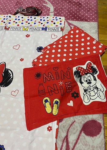 Renkli Baskılı Minnie Mouse Bebek Nevresim Takımı - Görsel 2
