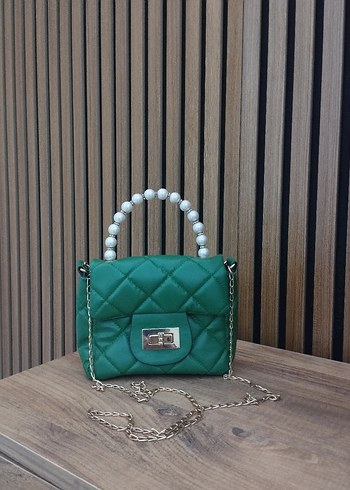 Inci Detaylı Yeşil Deri Kadın Çanta - Görsel 2