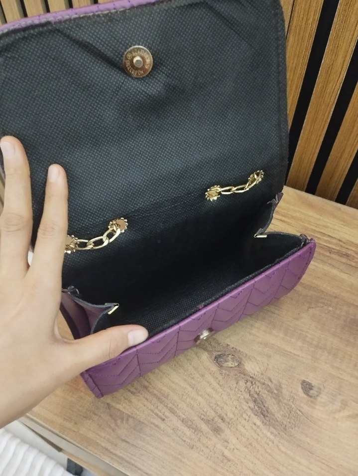 Mor Zincir Detaylı Kadın Çanta - Görsel 3