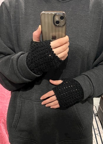 Siyah Örgü Kadın Eldiveni - Görsel 2