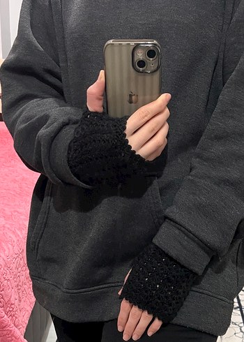 Siyah Örgü Kadın Eldiveni - Görsel 3