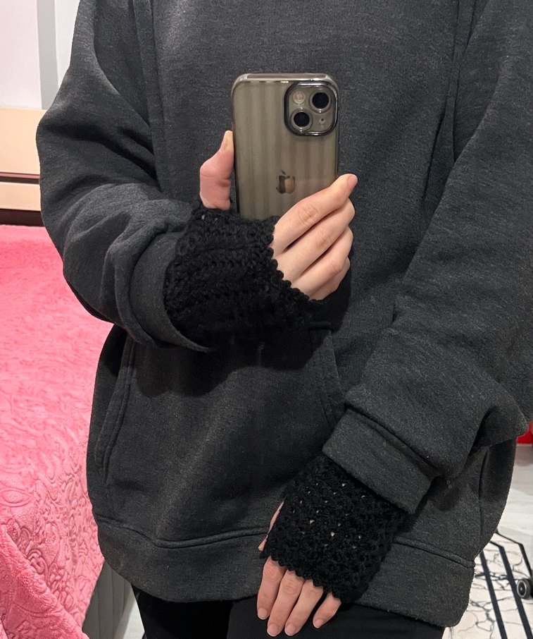 Siyah Örgü Kadın Eldiveni - Görsel 3