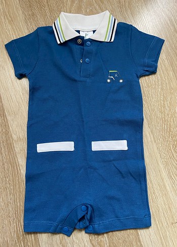 Mavi Erkek Bebek Kısa Kollu Polo Tulum sıfır