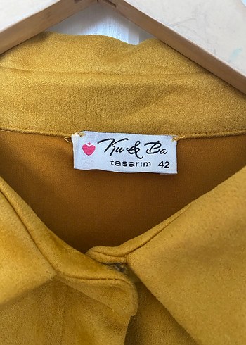 Sarı Uzun Süet Kadın Kaban - Görsel 2