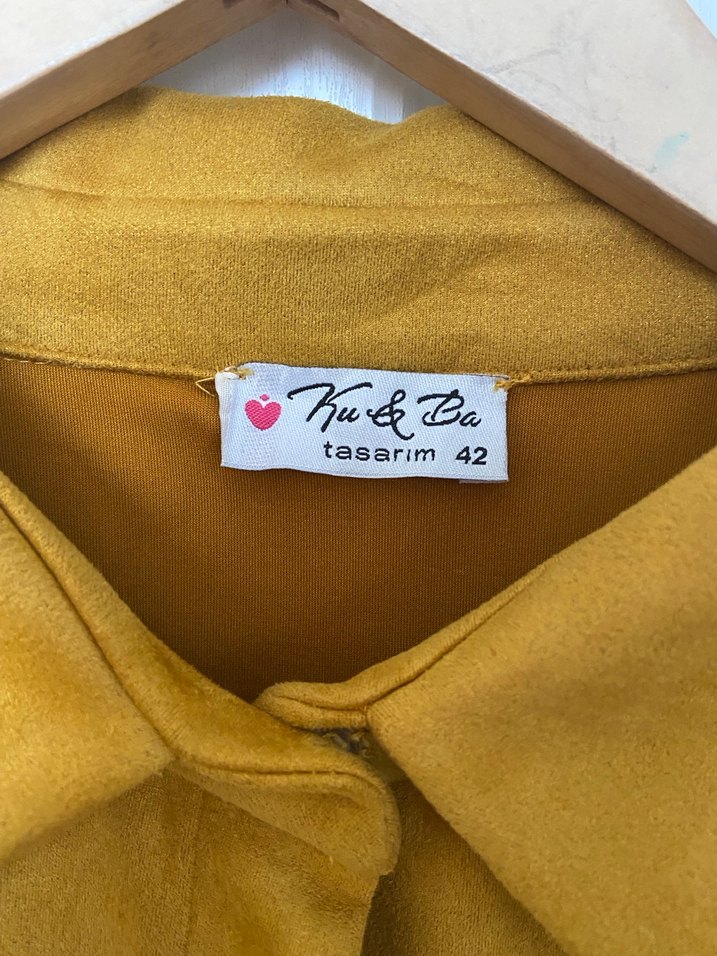 Sarı Uzun Süet Kadın Kaban - Görsel 2