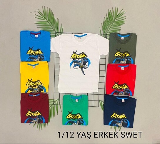 5 Yaş Beden çeşitli Renk 1-12 yaş erkek tişört