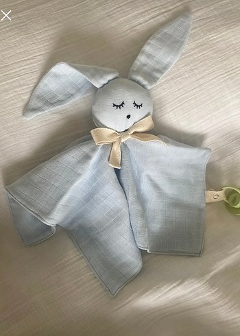 Nakışlı Pamuklu Gri Bebek Uyku Arkadaşı