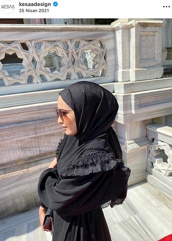 universal Beden Kemerli Siyah Modest Uzun Takım