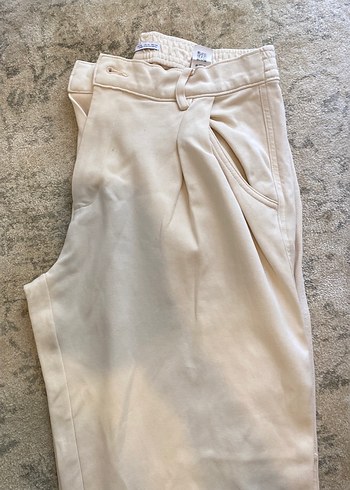 Zara Bej Düz Keten Erkek Pantolon