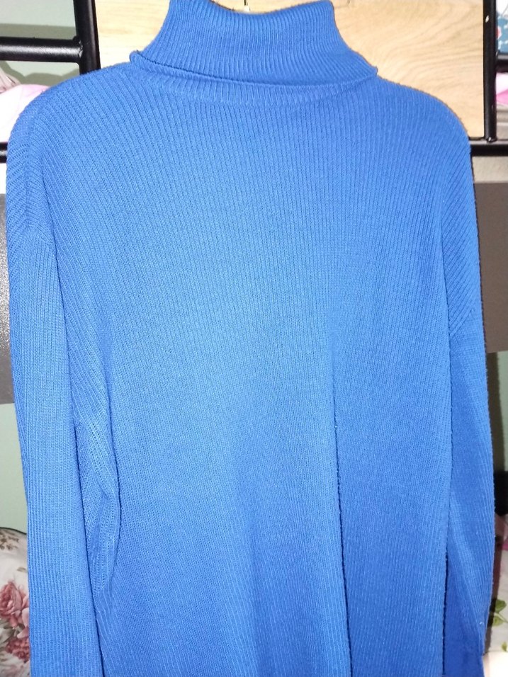 Mavi Balıkçı Yaka Kadın Kazak - Görsel 2