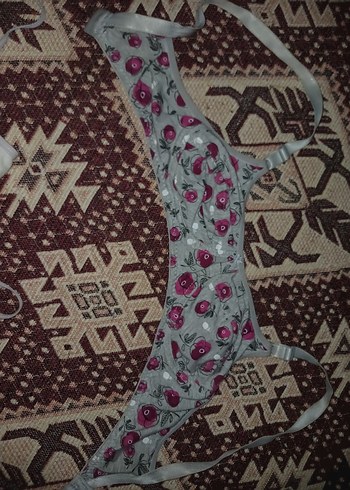Bordo Çiçek Desenli Uzun Kesim Bohem Sütyen