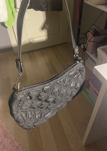 Gri Deri Yılan Desenli Tokalı Kadın Çanta - Görsel 2