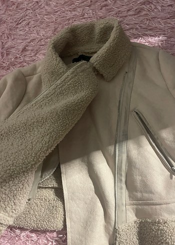 Kürklü Bej Kısa Kadın Ceket - Görsel 4