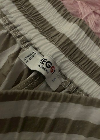 Yeşil Çizgili Pliseli Midi Keten Pantolon - Görsel 3