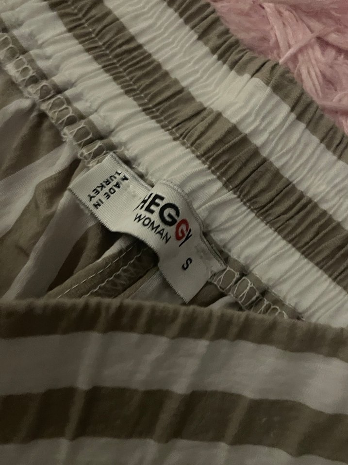 Yeşil Çizgili Pliseli Midi Keten Pantolon - Görsel 3