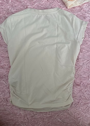 Bershka Bej Kısa Kollu Fırfırlı Keten Bluz - Görsel 3