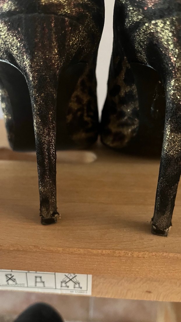 Nine West Altın Leopar Desenli Stiletto 39 numara - Görsel 5