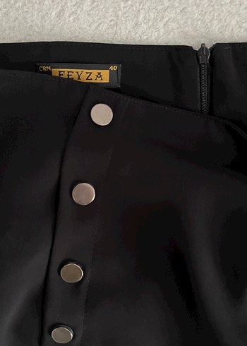 Diğer Düğmeli Siyah Uzun Etek