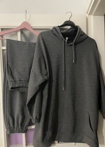 Diğer Kadın Gri Rahat Oversize Eşofman Takımı