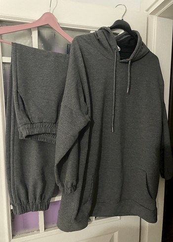 Kadın Gri Rahat Oversize Eşofman Takımı