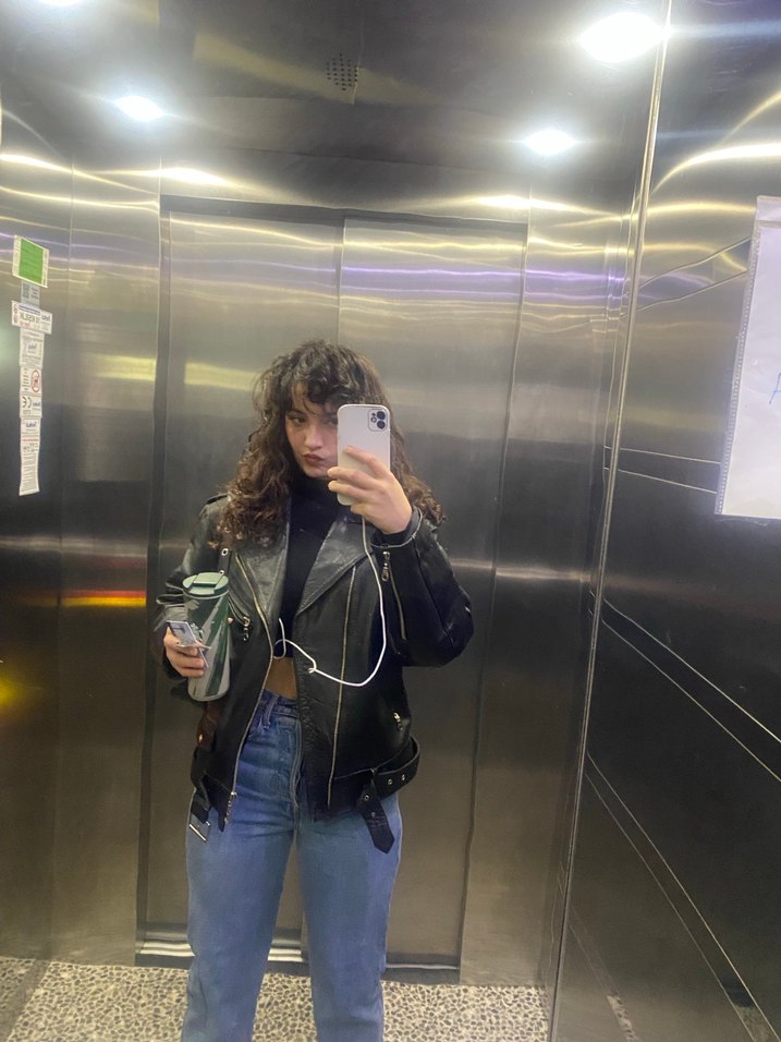 Siyah Deri Biker Ceket - Görsel 5