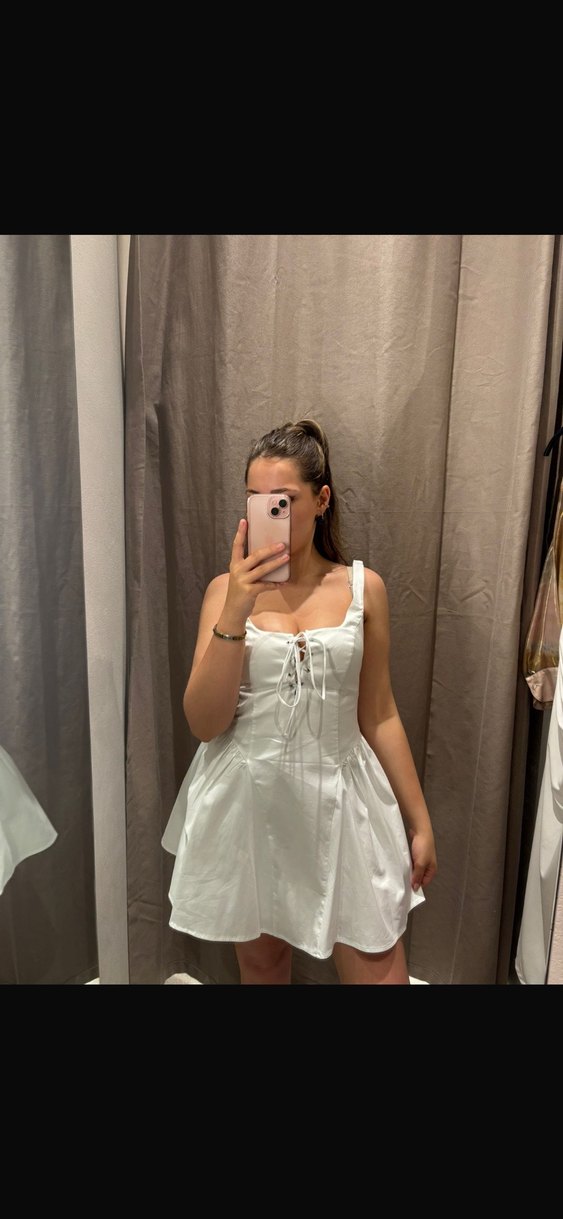 Beyaz Mini  Elbise - Görsel 3