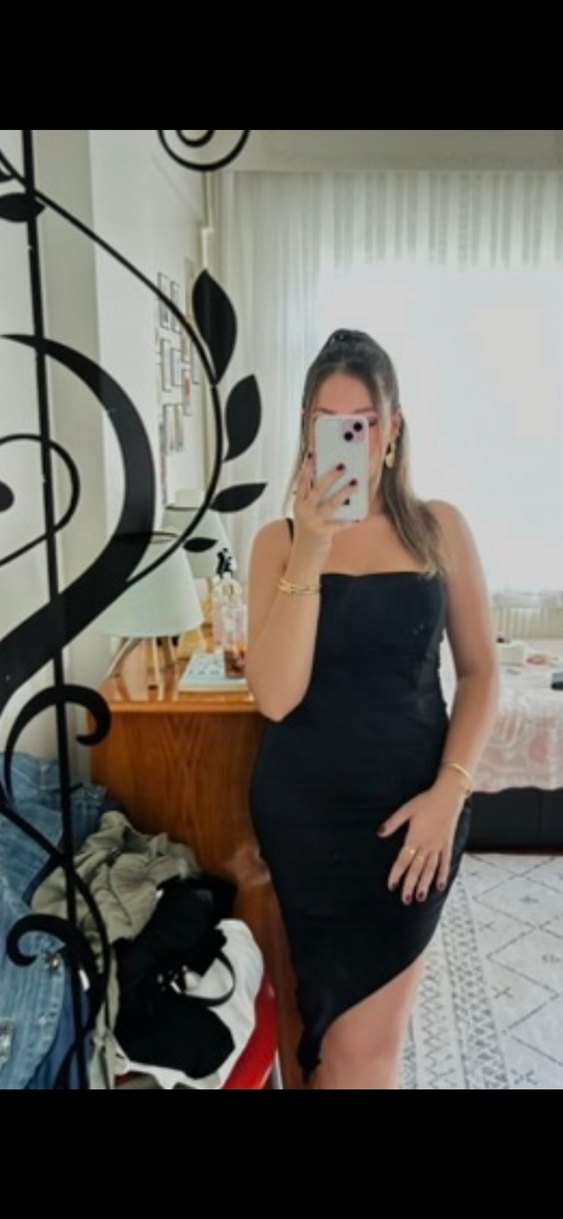 Siyah Askılı Drapeli Midi Elbise - Görsel 3