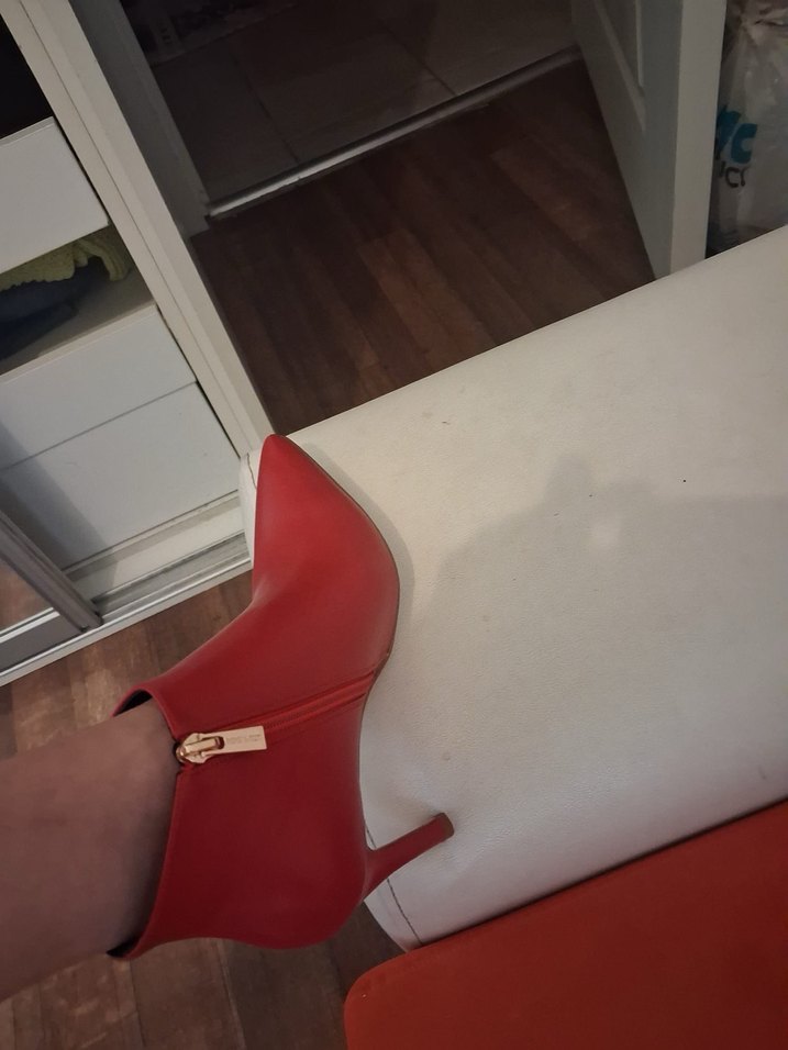 Kırmızı Deri Kadın Stiletto Bot - Görsel 3