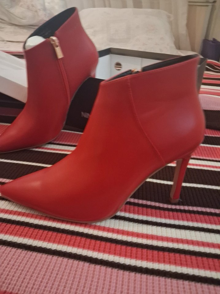 Kırmızı Deri Kadın Stiletto Bot - Görsel 5