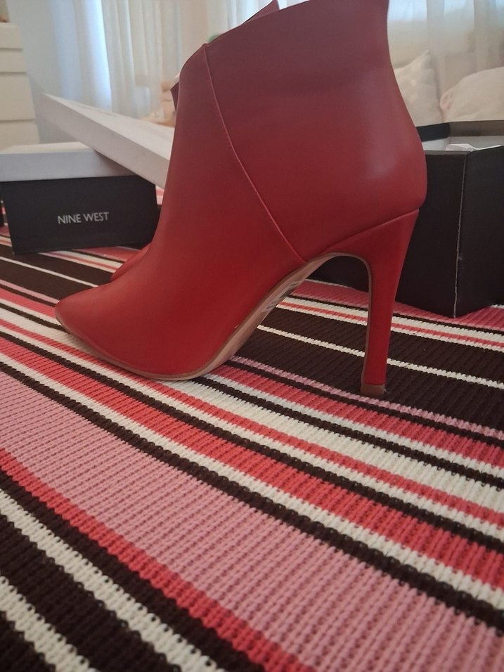 Kırmızı Deri Kadın Stiletto Bot - Görsel 4