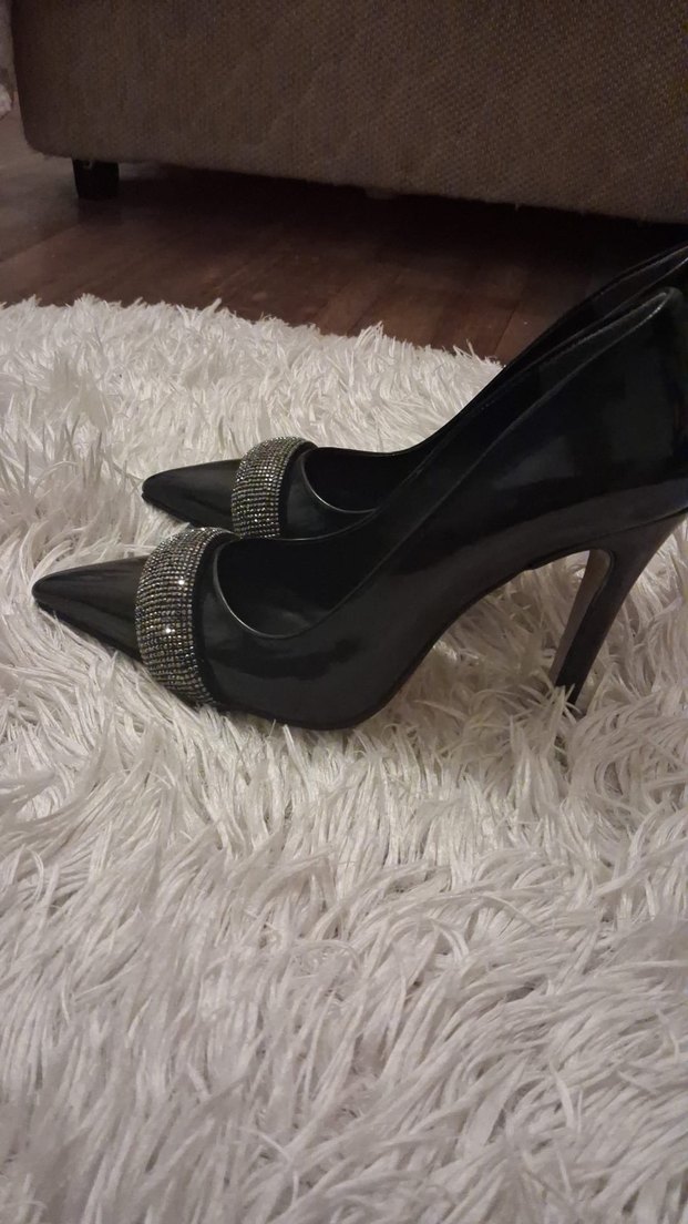 Siyah ışıltılı Stiletto - Görsel 2