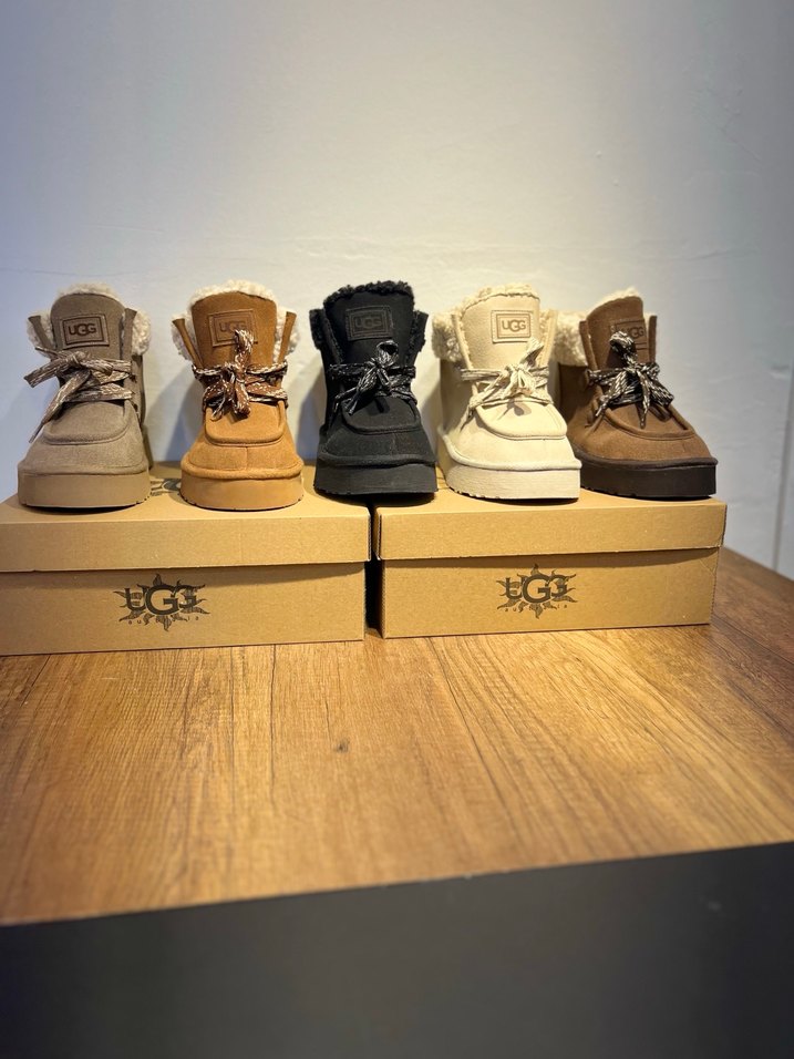 UGG Tüylü Kahverengi Dolgu Topuklu Süet Bot - Görsel 2