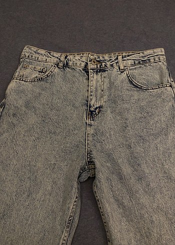 Düğmeli Gri Salaş Kadın Kot Pantolon - Görsel 7
