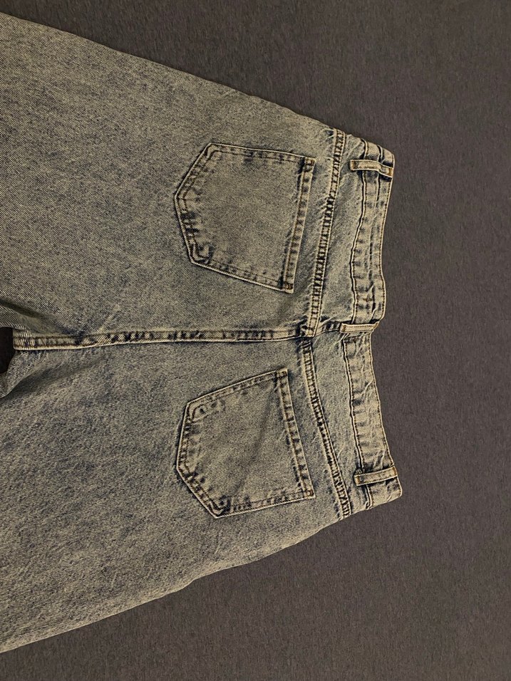 Düğmeli Gri Salaş Kadın Kot Pantolon - Görsel 3