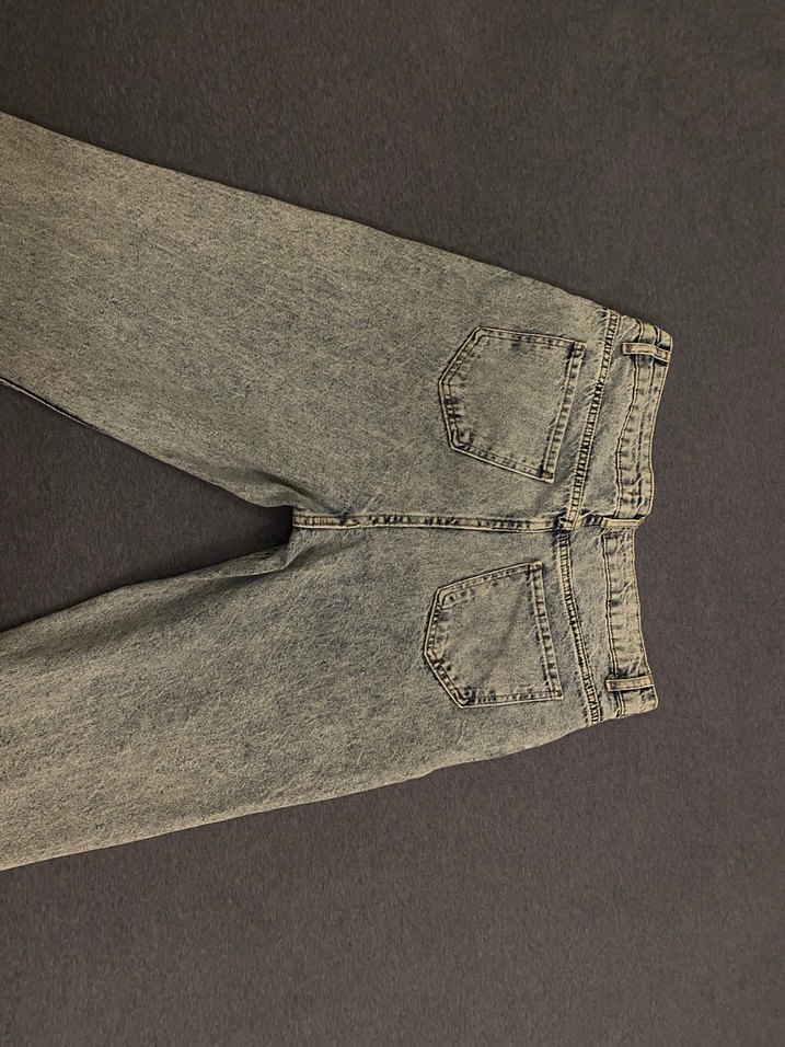 Düğmeli Gri Salaş Kadın Kot Pantolon - Görsel 2