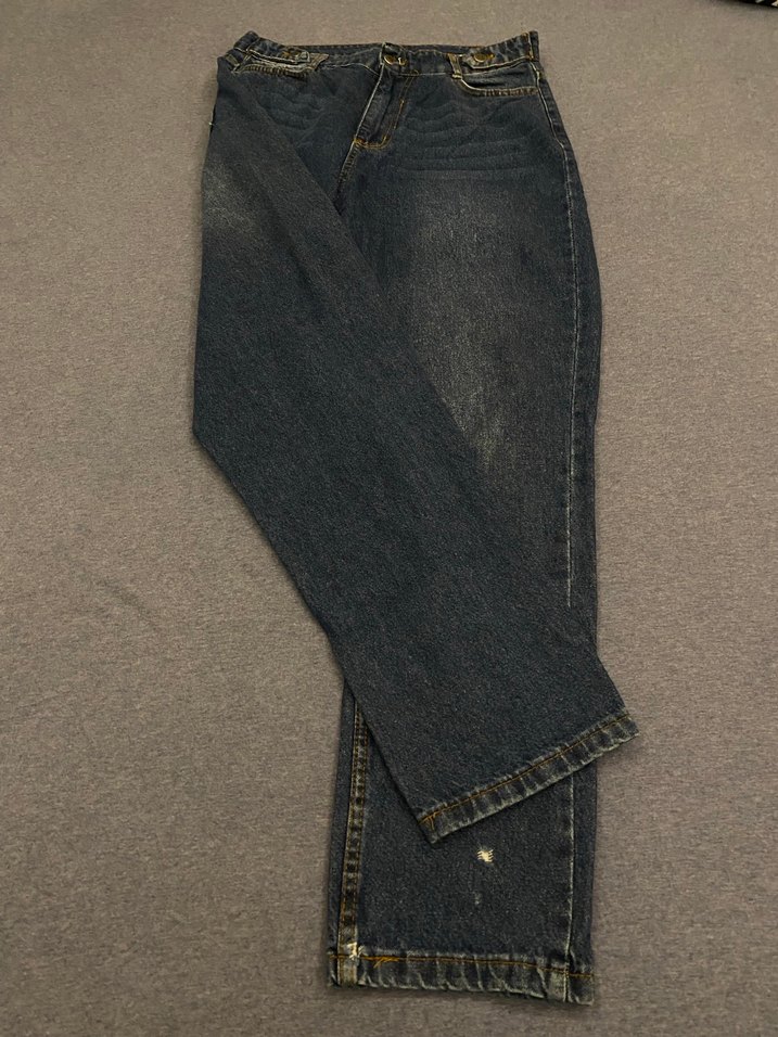 Düğmeli Bol Kesim Kadın Kot Pantolon - Görsel 3