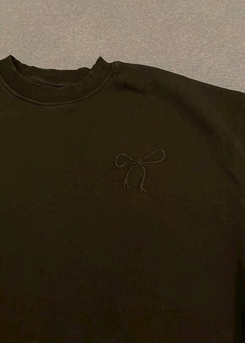 Siyah Oversize Kadın Sweatshirt - Görsel 2