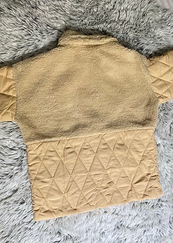 Bej Peluş Detaylı Kadın Mont - Görsel 3