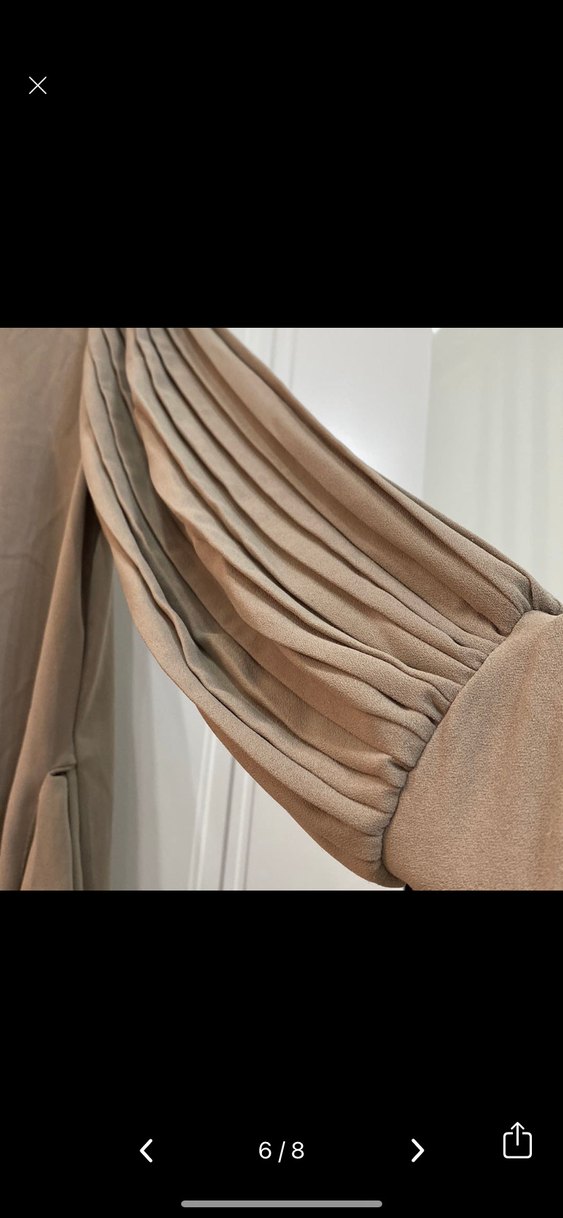 Bej Kadın Uzun Keten tesettür ferace - Görsel 4