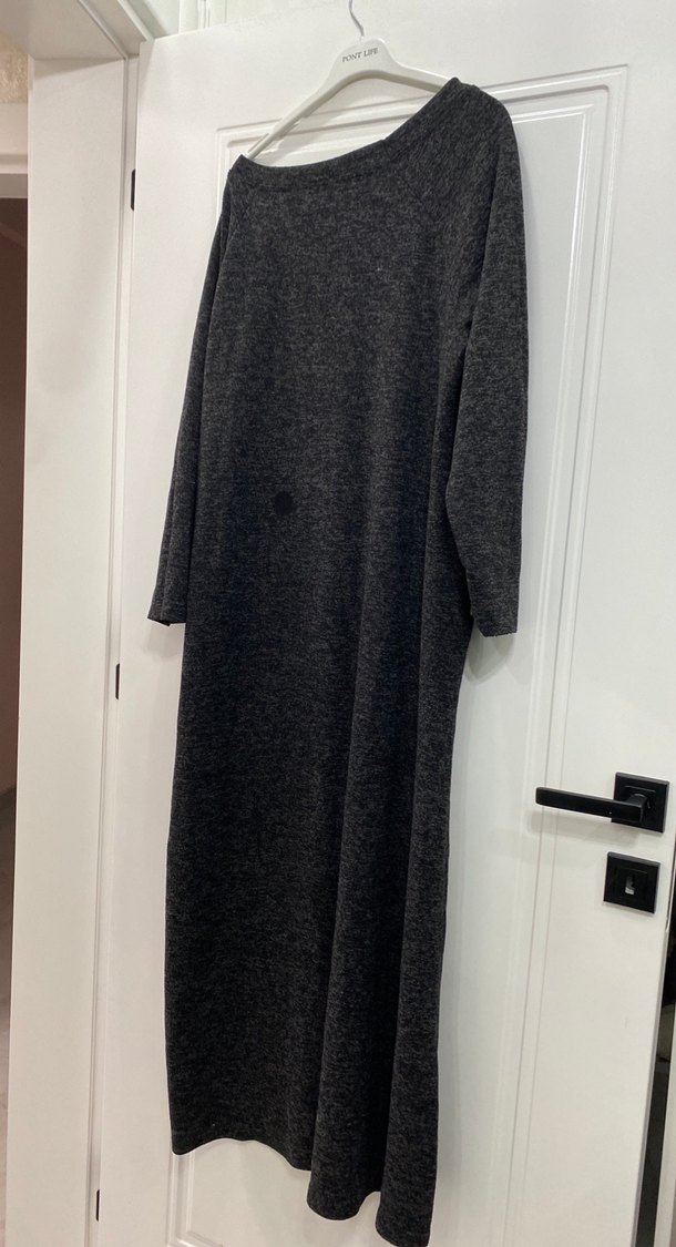 Düğmeli füme Uzun Kollu Kadın Elbise - Görsel 4