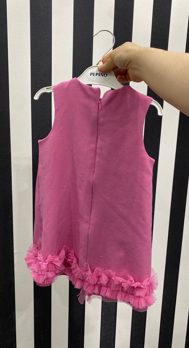 Pembe Kolsuz Kız Elbisesi Fırfırlı - Görsel 2