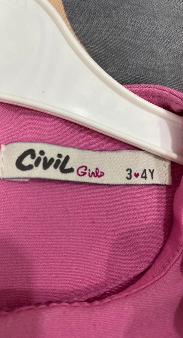 Pembe Kolsuz Kız Elbisesi Fırfırlı - Görsel 3