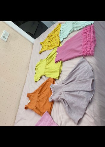 Kız Çocuk Pastel Renkli Fırfırlı Pamuklu Elbise - Görsel 2