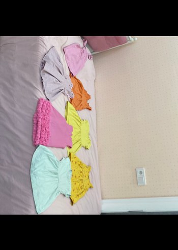 Kız Çocuk Pastel Renkli Fırfırlı Pamuklu Elbise - Görsel 3