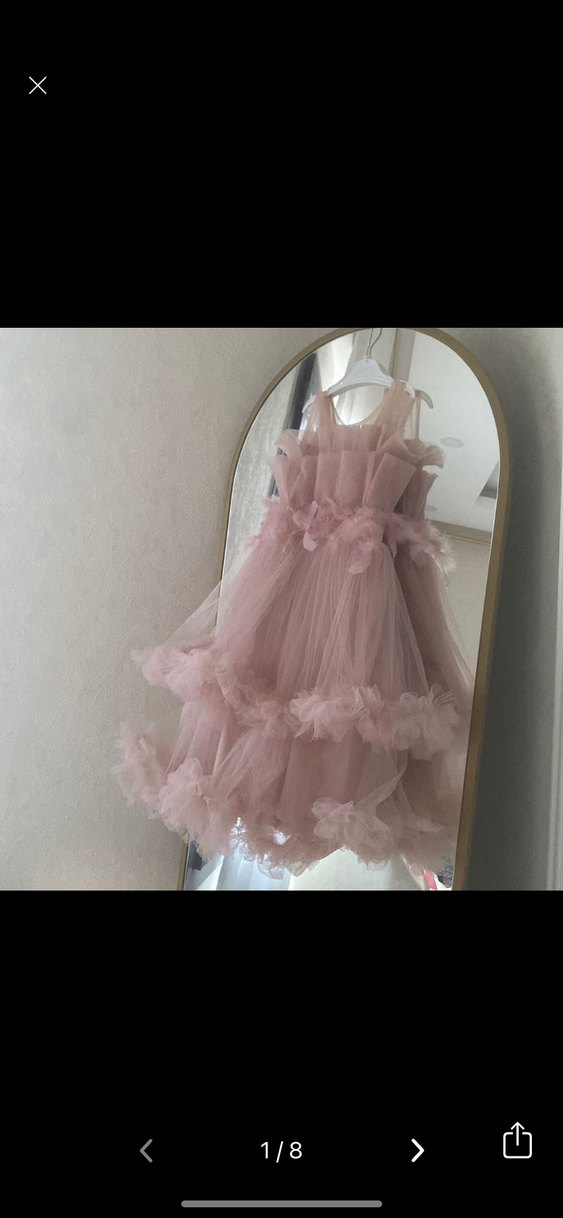 Pembe Fırfırlı Kız Çocuk Abiye Elbise - Görsel 2