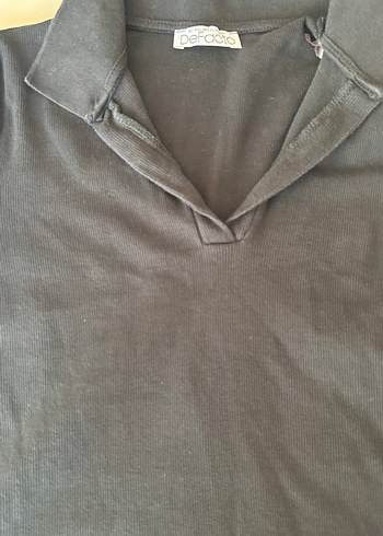 DeFacto siyah polo yaka tişört - Görsel 3