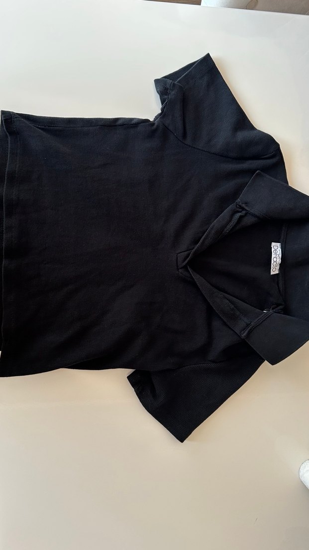 DeFacto siyah polo yaka tişört - Görsel 2