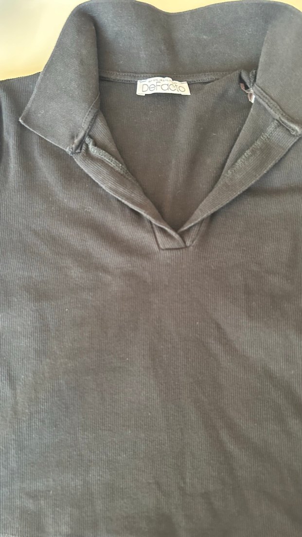 DeFacto siyah polo yaka tişört - Görsel 3