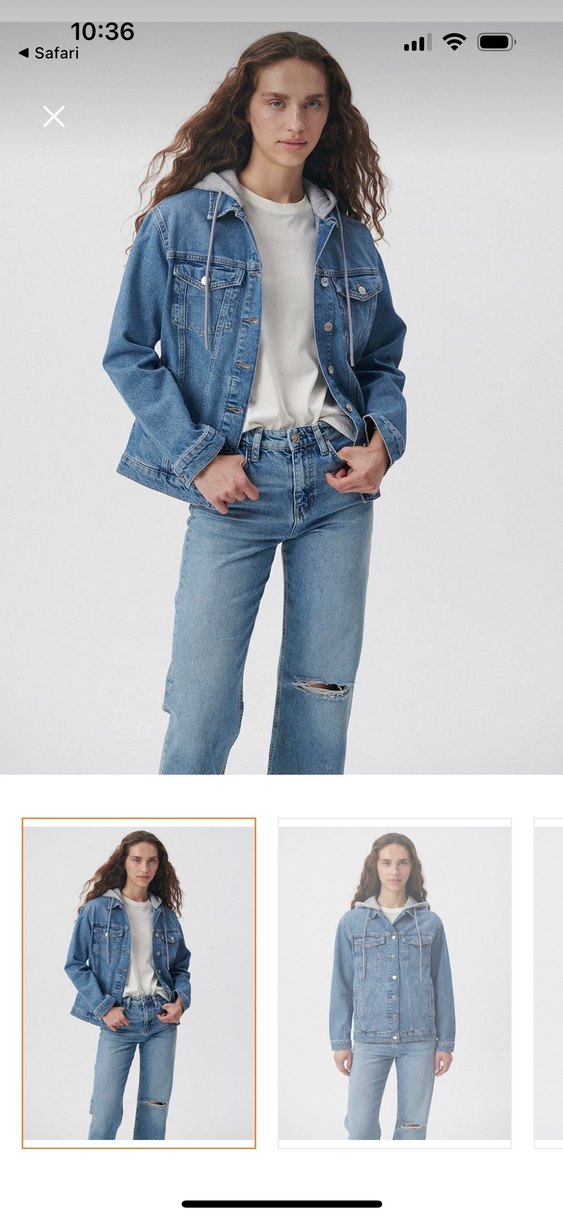 Düğmeli Mavi Denim Ceket - Görsel 3